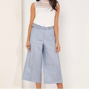 Ted Baker Charlla Linen Blend Trouser Wide Leg Cropped Women’s 0 Blue Pastel